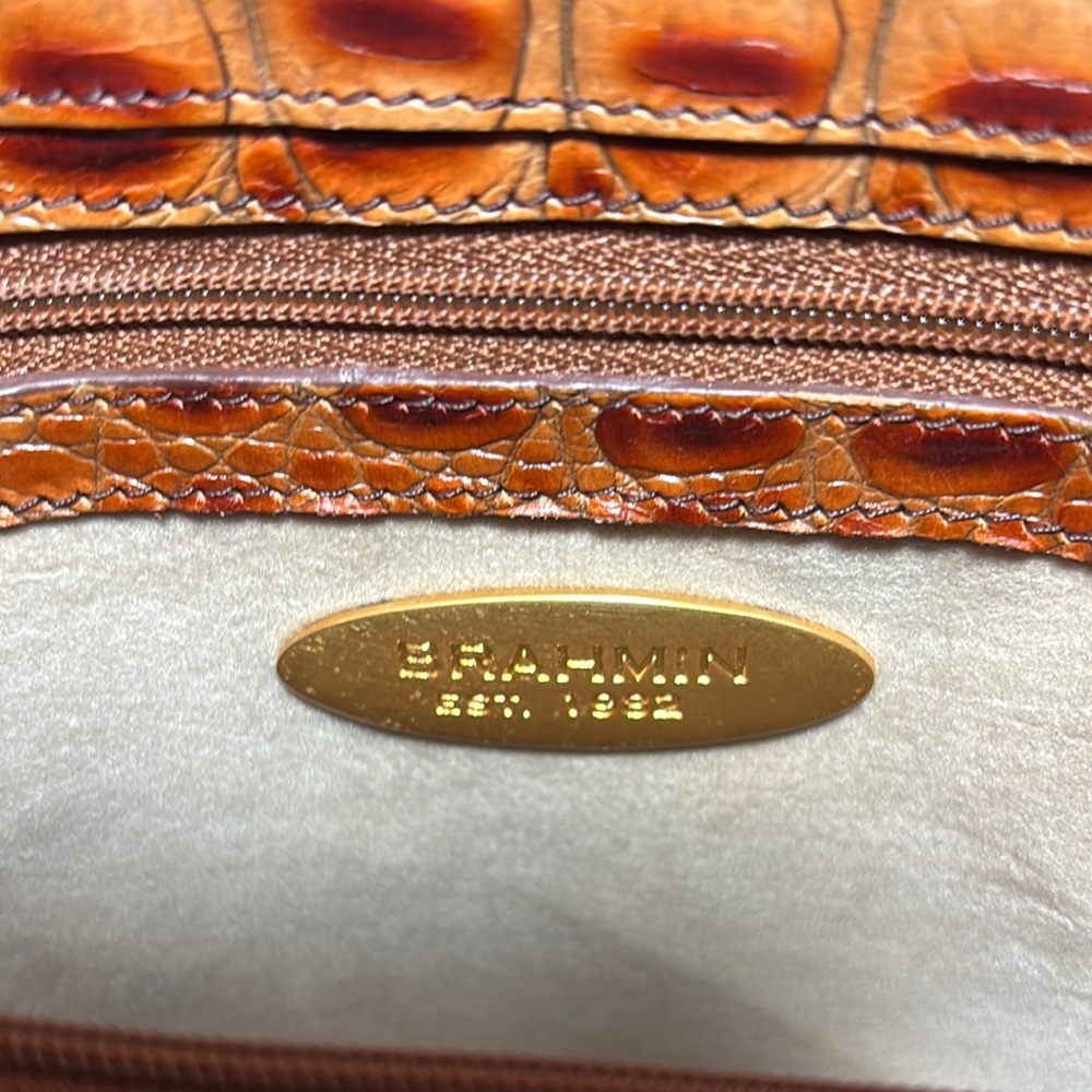 Brahmin Leather Satchel Pecan Melbourne Croc wStrap 11.75”Lx7.5”Hx4.5”W - Picture 11 of 17